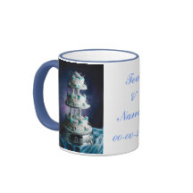 Diseño bonito del pastel de bodas taza de café