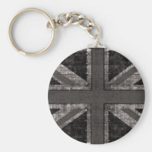 diseño BRITÁNICO de la bandera del grunge blanco y Llavero
