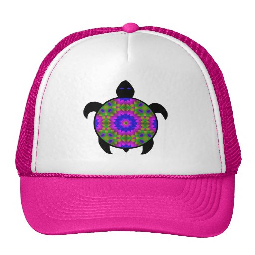 Diseño caleidoscópico de la tortuga de la mandala gorros  