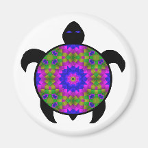 Diseño caleidoscópico de la tortuga de la mandala iman