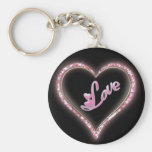 Diseño chispeante "del corazón Jeweled amor rosado Llavero