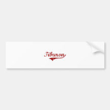 Diseño clásico de Tiburon California Etiqueta De Parachoque