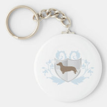 Diseño clásico del escudo de Doxie del Dachshund Llaveros Personalizados