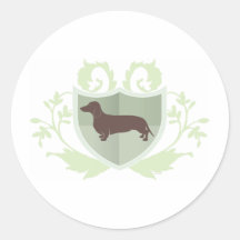 Diseño clásico del escudo de Doxie del Dachshund Etiquetas