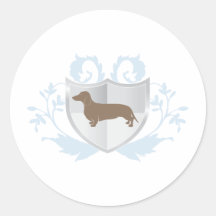 Diseño clásico del escudo de Doxie del Dachshund Etiquetas Redondas