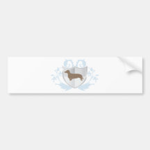 Diseño clásico del escudo de Doxie del Dachshund Pegatina De Parachoque