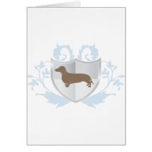 Diseño clásico del escudo de Doxie del Dachshund Felicitaciones