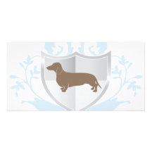 Diseño clásico del escudo de Doxie del Dachshund Tarjetas Con Fotos Personalizadas