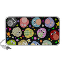 Diseño colorido de los búhos y de las flores iPhone altavoz