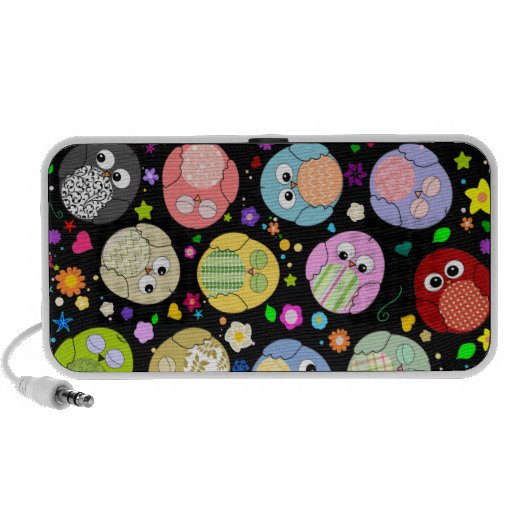 Diseño colorido de los búhos y de las flores iPhone altavoz
