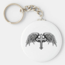 Diseño cruzado con alas del ángel de guarda llavero personalizado