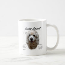 Diseño (de color de ante) de la historia de cocker tazas de café