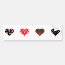 Diseño de cuatro corazones etiqueta de parachoque
