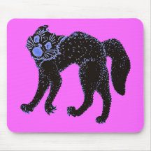 Diseño de Halloween del gato negro Tapetes De Ratones