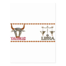 Diseño de la amistad del zodiaco del libra del tau postal