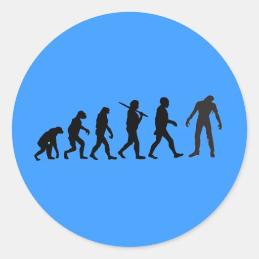 Diseño de la camiseta de la evolución del zombi pegatina redonda