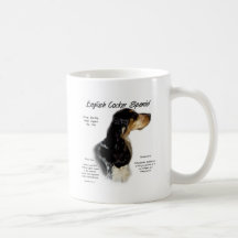 Diseño de la historia de cocker spaniel del inglés tazas de café