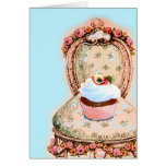 Diseño de la magdalena de la fiesta del té tarjetón