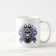 diseño de los dragones del cráneo taza de café