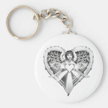 Diseño del ala del corazón del ángel de guarda) llaveros personalizados