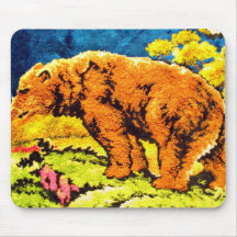 Diseño del bordado del oso que camina tapete de raton