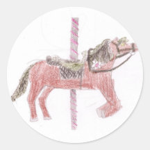 Diseño del caballo del carrusel pegatinas redondas
