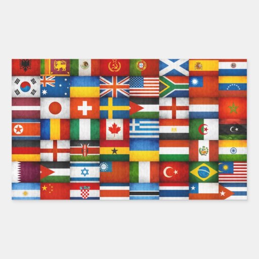 Diseño Del Collage De Las Banderas Del Mundo Del Pegatina Rectangular