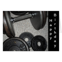 Diseño del cumpleaños del levantamiento de pesas felicitación