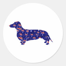 Diseño del Dachshund de la bandera de Australia Pegatinas Redondas