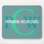 Diseño del monograma del Corgi Galés del Pembroke Tapetes De Ratón