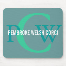 Diseño del monograma del Corgi Galés del Pembroke Tapetes De Ratón
