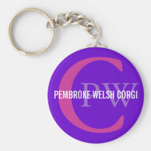 Diseño del monograma del Corgi Galés del Pembroke Llaveros Personalizados
