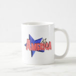Diseño del rojo de ValxArt América, blanco y azul Taza De Café