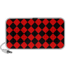 Diseño diagonal rojo y negro del tablero de damas mini altavoz