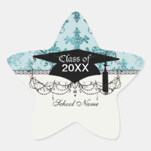 diseño elegante del damasco con la aguamarina azul calcomania forma de estrella personalizadas