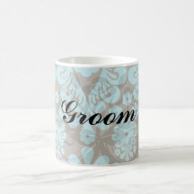 diseño elegante del damasco con la aguamarina azul tazas de café