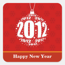 Diseño elegante del ornamento del Año Nuevo 2012 Calcomanías Cuadradases