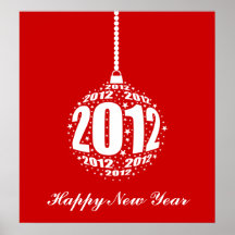 Diseño elegante del ornamento del Año Nuevo 2012 Poster