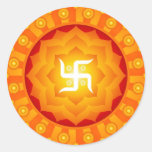 Diseño espiritual de la cruz gamada de Lotus Etiqueta