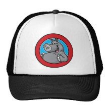 Diseño feliz de la mascota del hipopótamo gorro de camionero