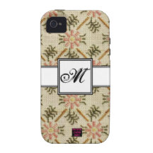 Diseño floral 2 del punto de cruz del monograma vibe iPhone 4 carcasas