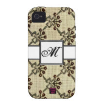 Diseño floral 4 del punto de cruz con el monograma iPhone 4/4S fundas