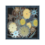 Diseño floral azul abstracto impresiones en lona estiradas