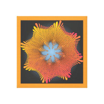Diseño floral azul del Web del amarillo anaranjado Lona Estirada Galerias