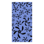 Diseño floral azul y negro tarjeta personal con foto