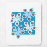 Diseño floral bonito, azul, rojo y blanco alfombrilla de raton