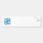 Diseño floral bonito, azul, rojo y blanco etiqueta de parachoque