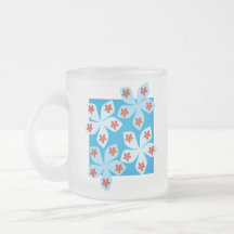 Diseño floral bonito, azul, rojo y blanco taza de café