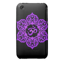 Diseño floral de Aum - púrpura y negro Case-Mate iPhone 3 Coberturas
