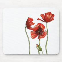 Diseño floral de las amapolas rojas alfombrillas de ratón
